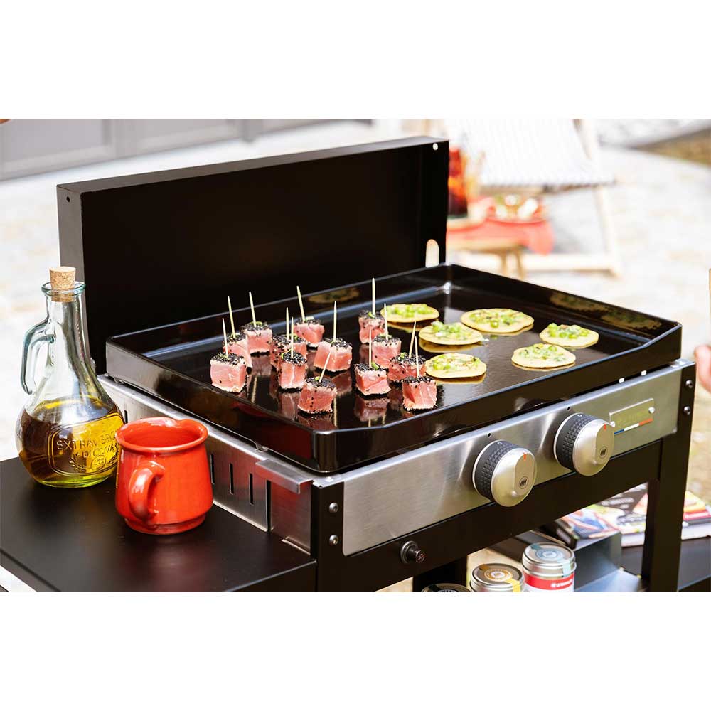 La Plancha Française Gaz 250 Duo - LE MARQUIER avec de la nourriture