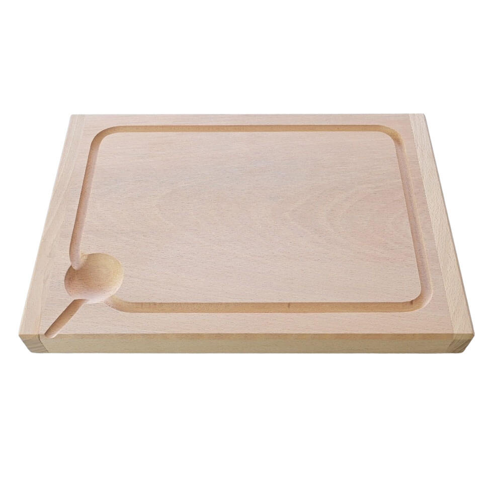 Planche à découper monobloc très épaisse avec embouts et rigole en Hêtre - TOURNABOIS