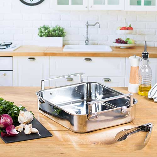 Plat rectangulaire four inox brillant - CRISTEL table service brillant