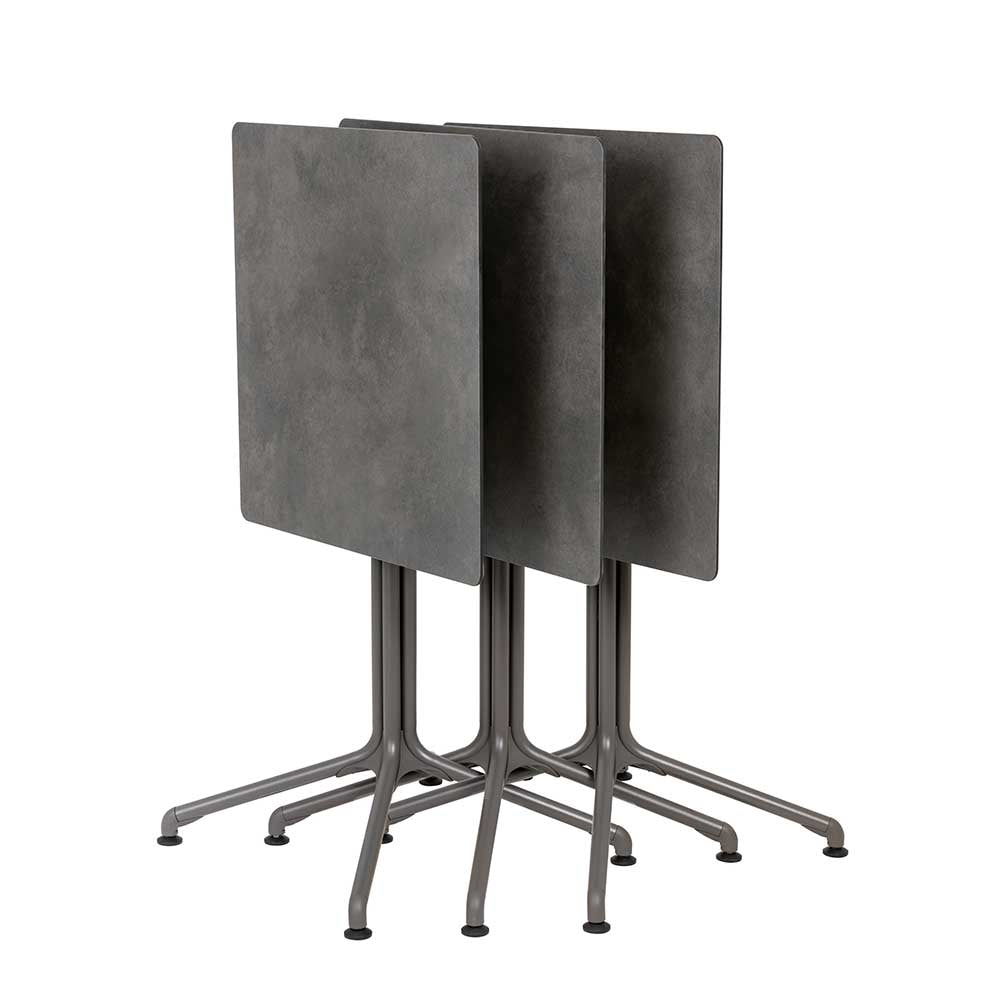 Plateau de table carré 59 cm Horizon panneau stratifié – LAFUMA fusain pied central gris ou noir