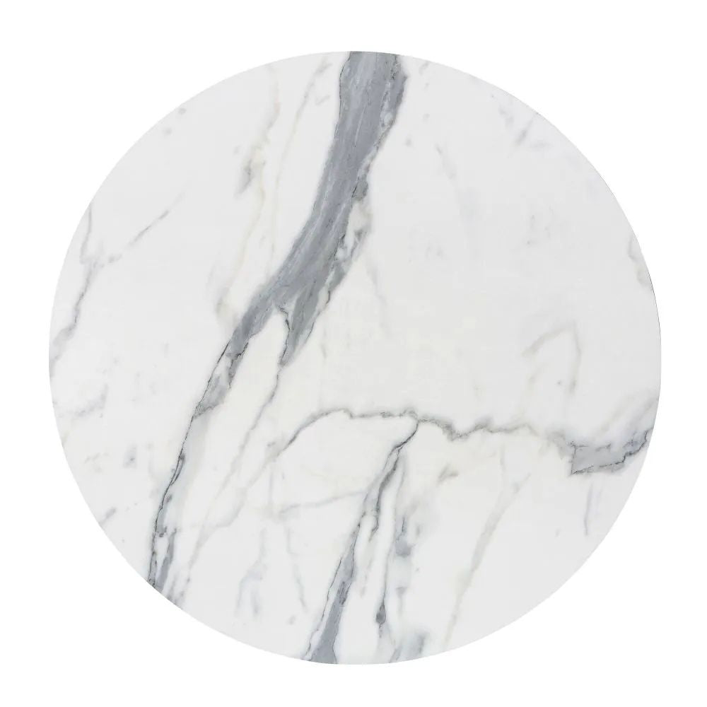 Plateau de table rond Ø69 cm HPL effet marbre blanc – LAFUMA