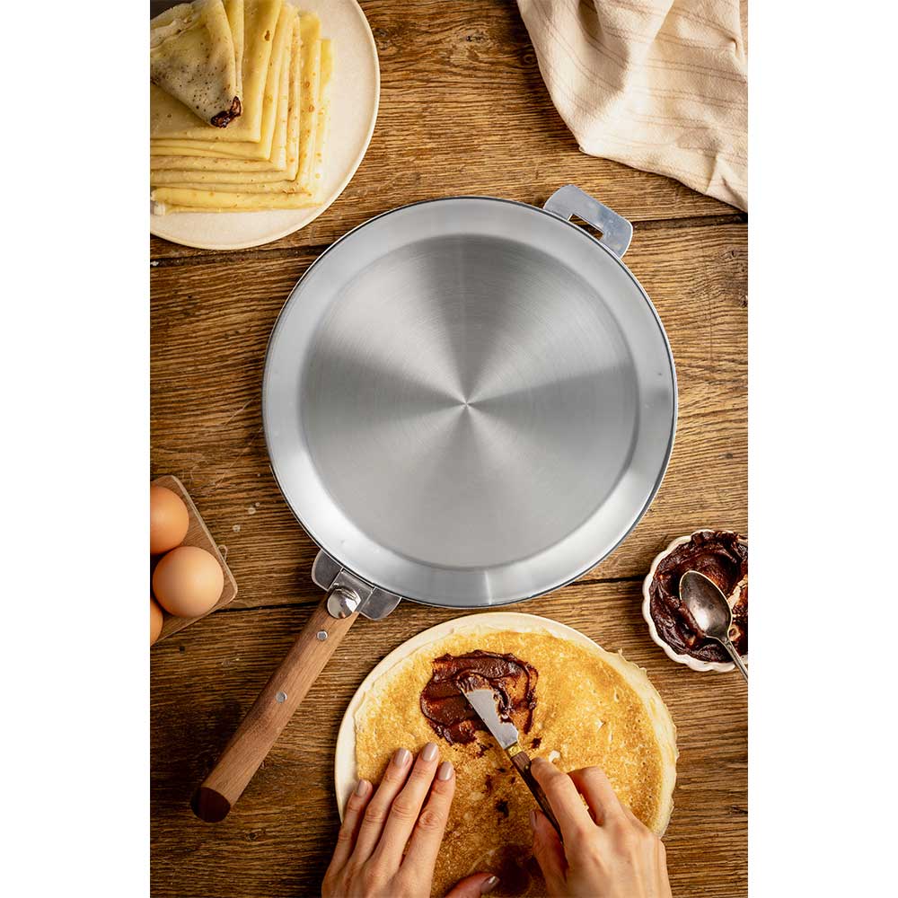 Poêle à crêpes inox poignée amovible Mutine - CRISTEL en promo