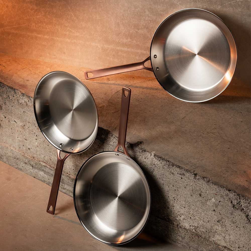 Poêle Inox Brossé Poignée Cuivrée - CRISTEL en promo
