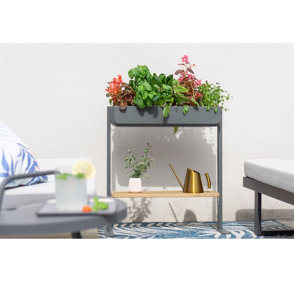 Potager Gourmet Extérieur 1 Bac avec Etagère et 6 Lingots OFFERTS - VERITABLE sur une terrasse