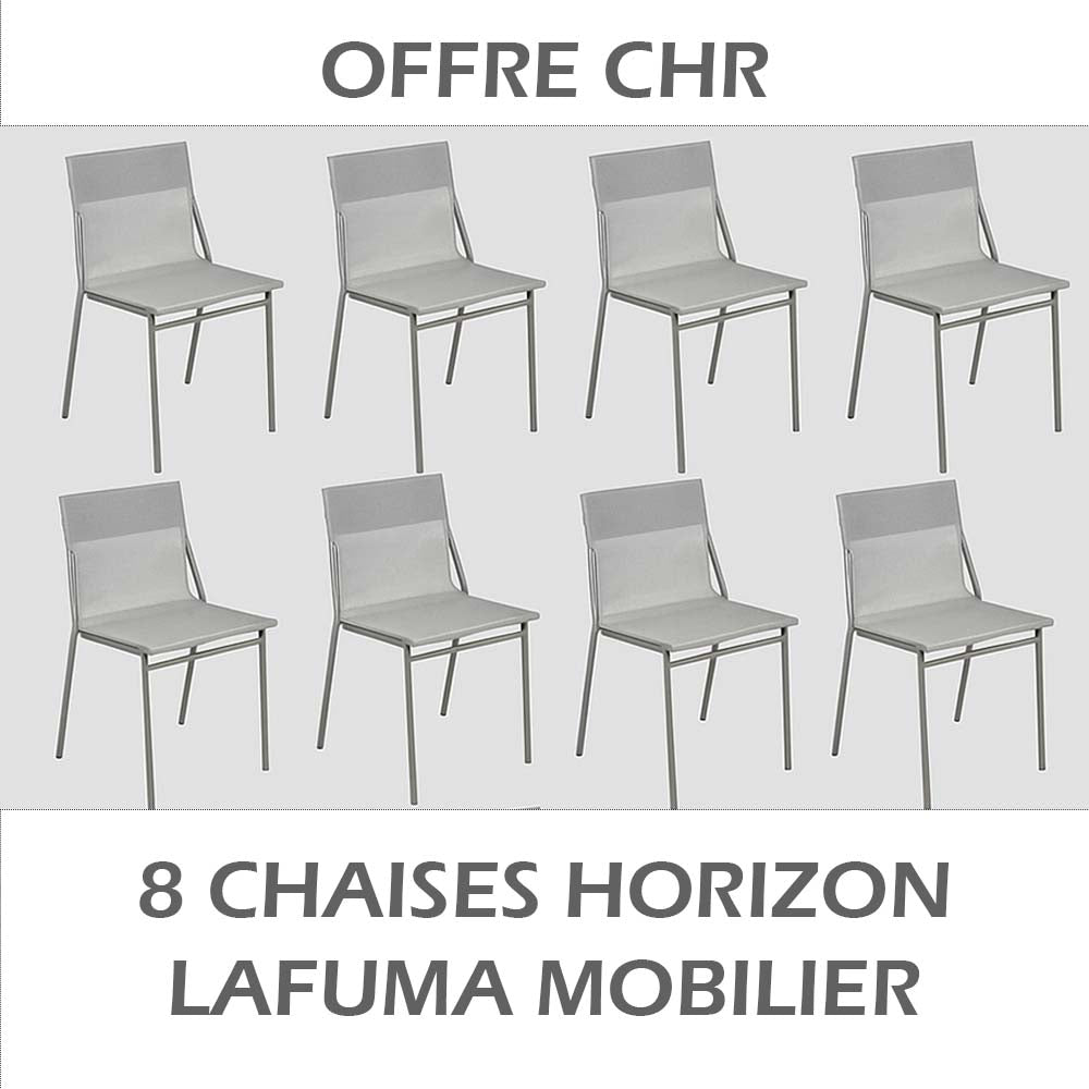 Lot 8 chaises Horizon Batyline Structure Titane - LAFUMA