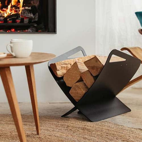 Range-bûches Moderne arrondi Noir - LE MARQUIER décoration rangement