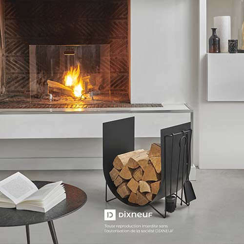 Combo Range-bûches et Serviteur EDONIS - DIXNEUF acier noir accessoires indispensables