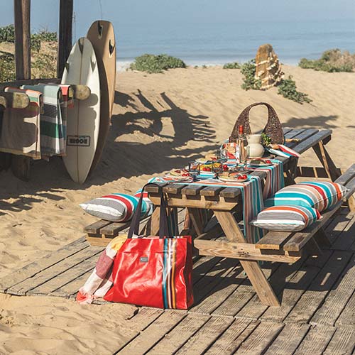 Sac de plage Aniko CHEVRON - ARTIGA couleur brique Sud-Ouest pratique grande taille