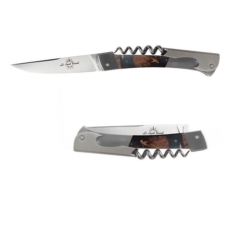 Couteau pliant Saint Vincent Cep de Vigne avec Etui en cuir OFFERT - GOYON-CHAZEAU