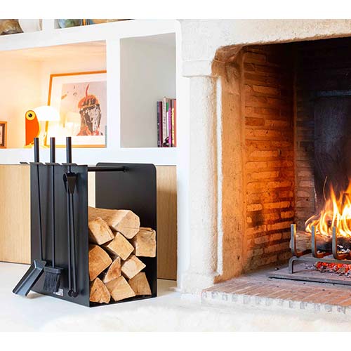Serviteur Range-bûches Original Noir - LE MARQUIER design décoration ambiance feu