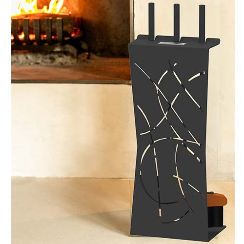 Serviteur Sillage Noir - LE MARQUIER feu de cheminée balai pelle et bûche nettoyer chic cendres