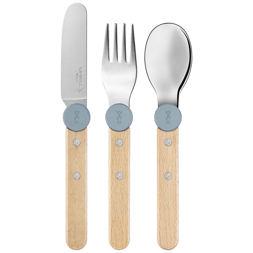 Set de couverts pour enfant - Le Petit Gourmet - OPINEL bleu manche bois petites mains