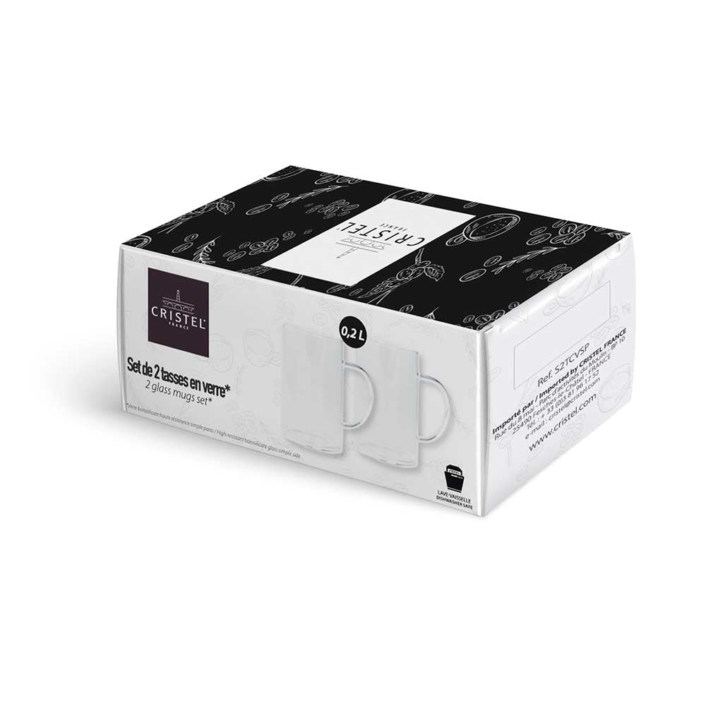 Set 2 tasses en verre pour café et thé - CRISTEL boissons froides ou chaudes