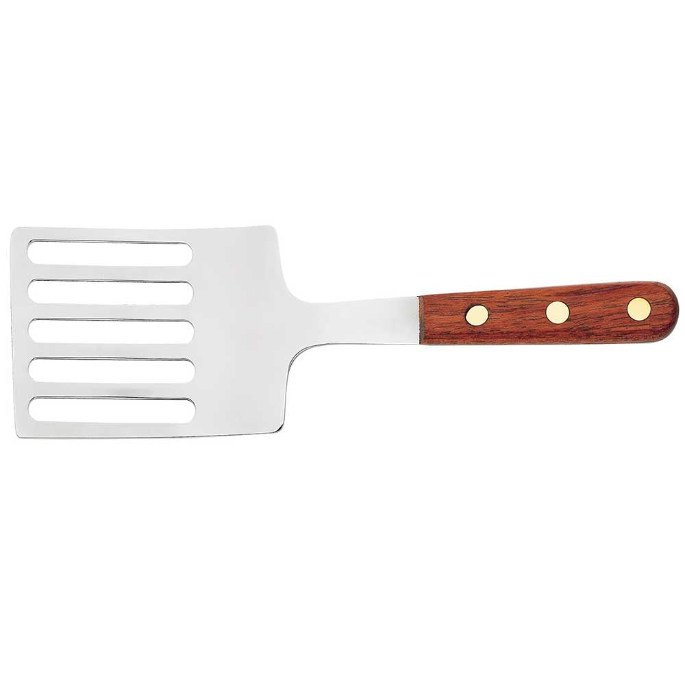Spatule ajourée carrée inox manche en bois - Au Nain