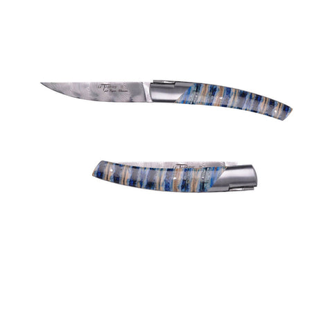 Couteau pliant Le Thiers Damas Molaire Mammouth avec Etui en cuir OFFERT - GOYON-CHAZEAU