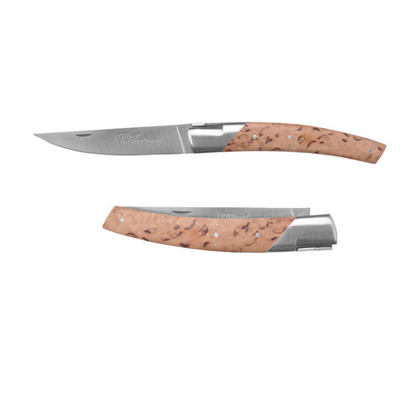 Couteau pliant Le Thiers Pirou 12cm Bouleau avec Etui en cuir OFFERT - GOYON-CHAZEAU
