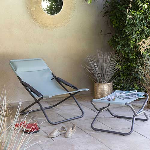 Tabouret/repose-pied pliant NEXT toile Batyline DUO - LAFUMA galet détente confort repose pied repose jambe