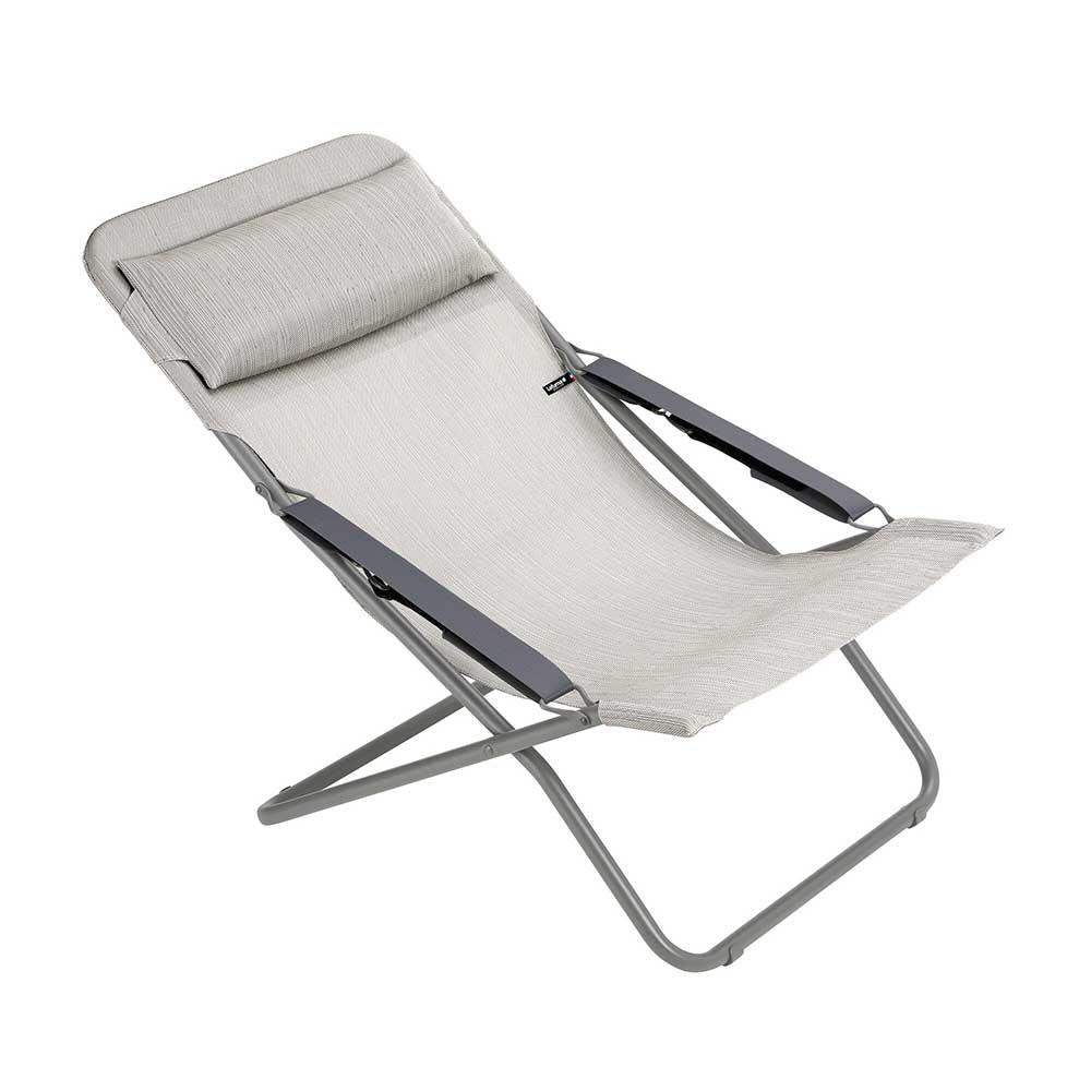 Chaise longue pliante bain de soleil TRANSABED toile Batyline DUO - LAFUMA galet