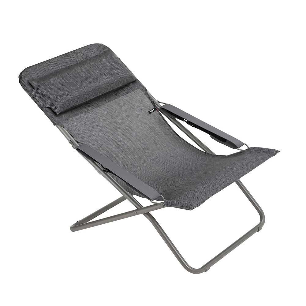 Chaise longue pliante bain de soleil TRANSABED toile Batyline DUO - LAFUMA obsidian