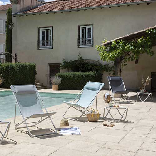 Chaise longue pliante compacte MAXI TRANSAT + toile Batyline DUO - LAFUMA promotion