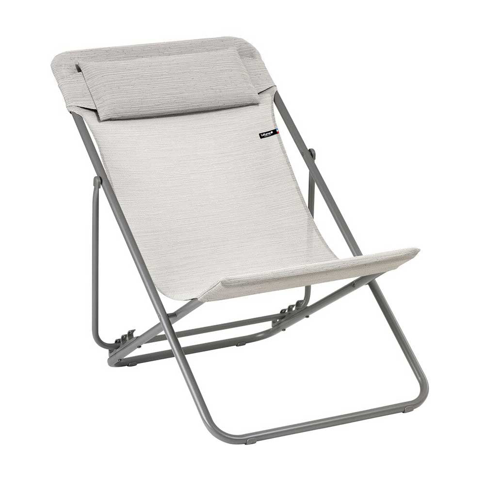 Chaise longue pliante compacte MAXI TRANSAT + toile Batyline DUO - LAFUMA galet
