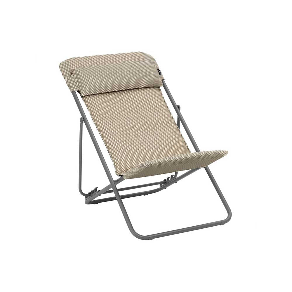 Chaise longue pliante compacte MAXI TRANSAT + toile BeComfort - LAFUMA moka