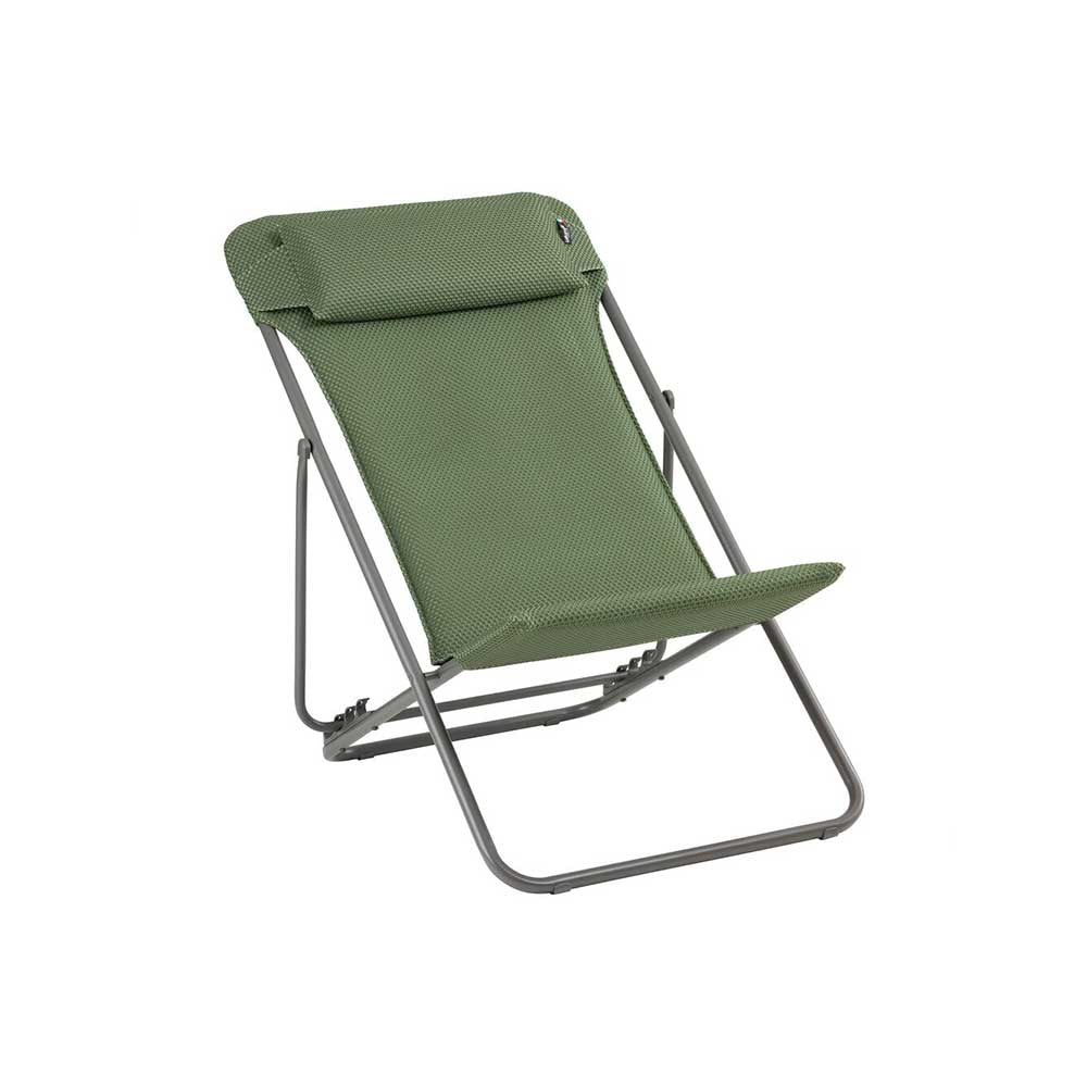 Chaise longue pliante compacte MAXI TRANSAT + toile BeComfort - LAFUMA olive