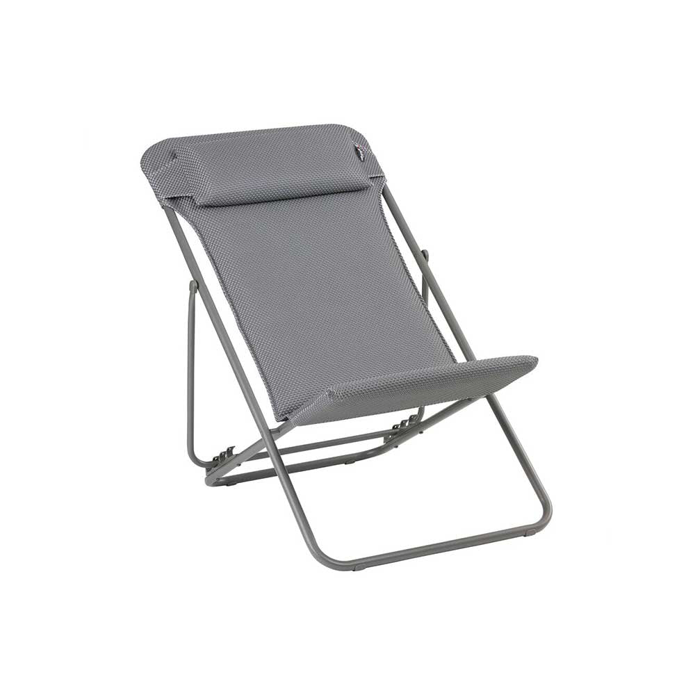 Chaise longue pliante compacte MAXI TRANSAT + toile BeComfort - LAFUMA silver