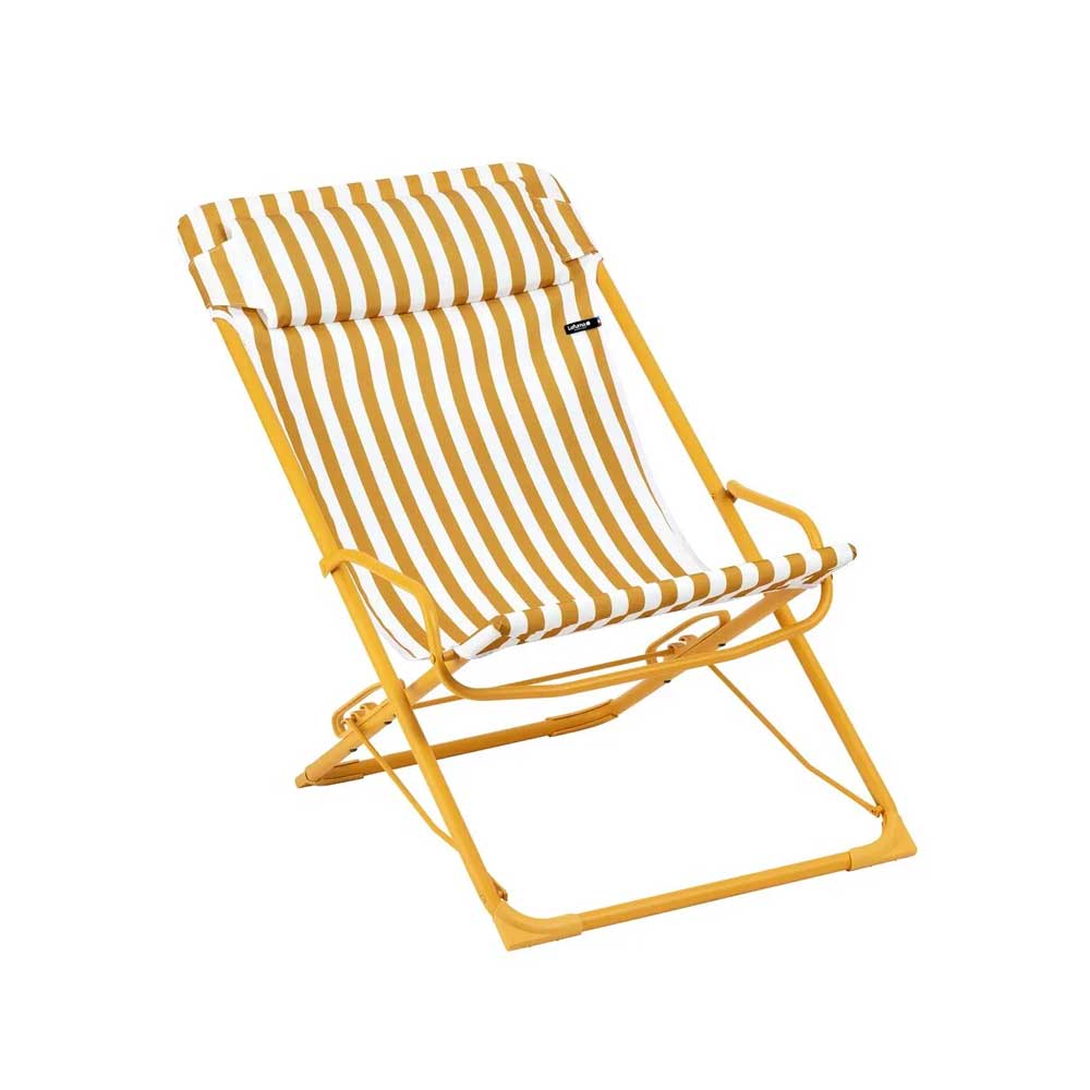 Transat jardin oscillant rayures Transaswing Airlon LAFUMA jaune miel