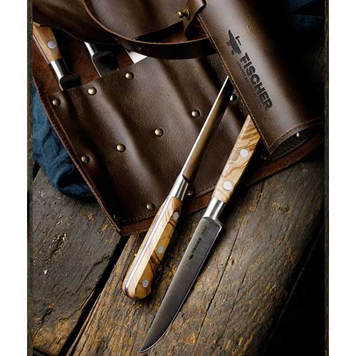 Trousse en cuir et kit de 6 couteaux à steak - BBR - FISCHER solde