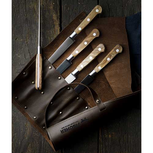 Trousse en cuir et kit de 6 couteaux à steak - BBR - FISCHER ambiance