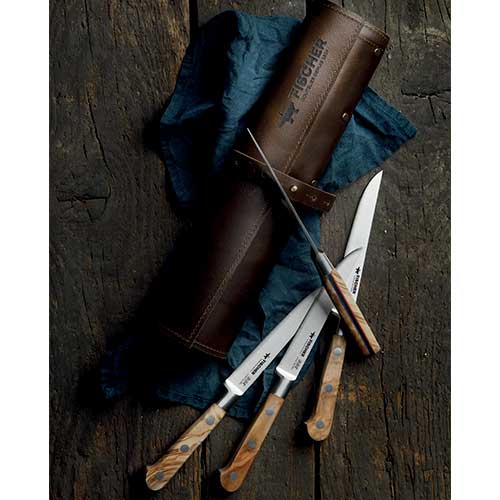 Trousse en cuir et kit de 6 couteaux à steak - BBR - FISCHER promotion