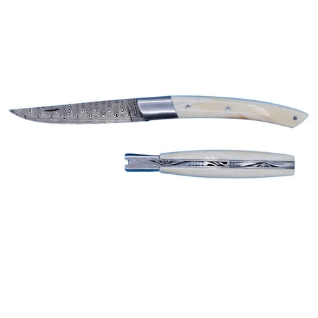Couteau pliant Le Thiers Prestige Lame Damas Manche Phacochère - Au Sabot