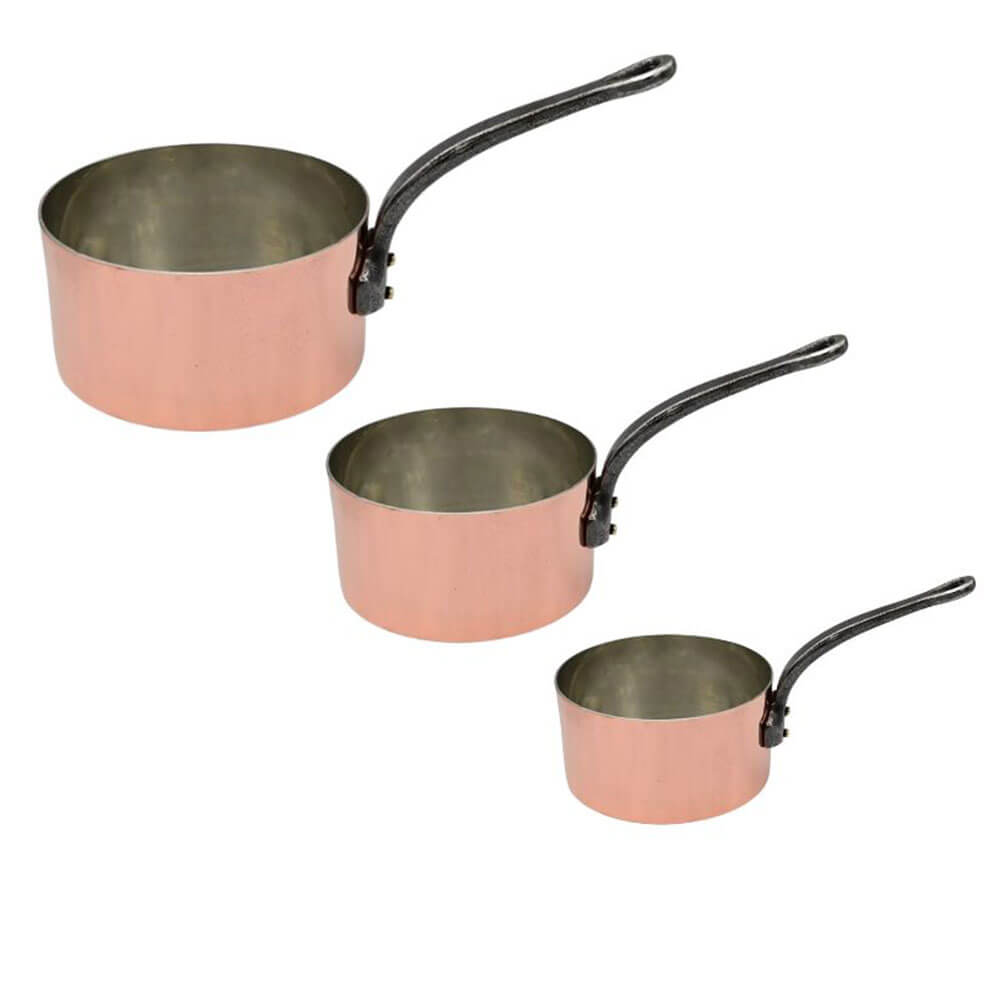Lot de 3 Casseroles Cuivre Etamées - ATELIER DU CUIVRE