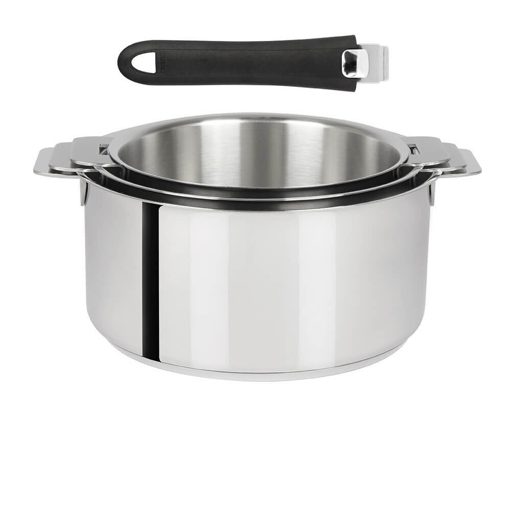 Série de 3 Casseroles Mutine Cristel poignée amovible avec 1 poignée Mutine Noir OFFERTE