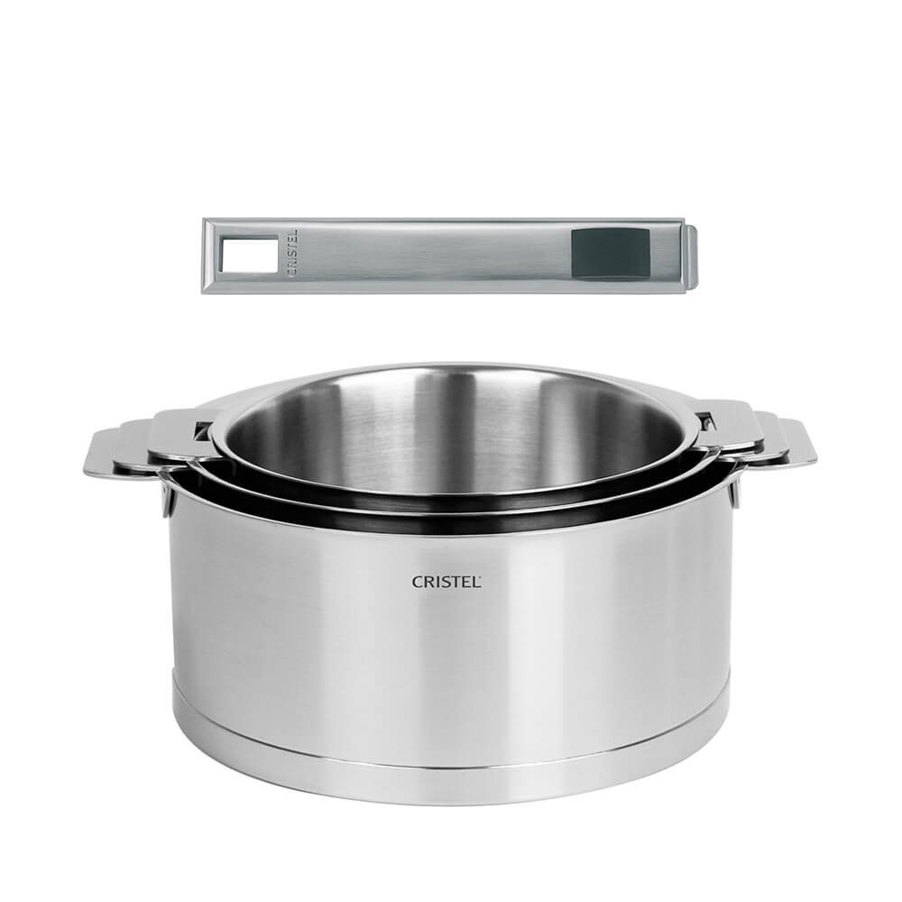 Série de 3 Casseroles STRATE Cristel poignée STRATE amovible OFFERTE