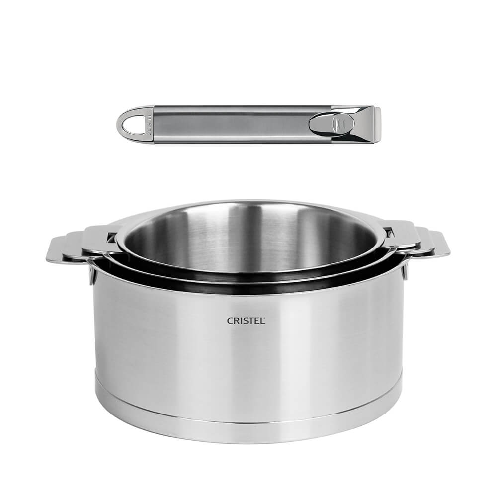 Série de 3 Casseroles STRATE Cristel poignée ZENITH amovible OFFERTE