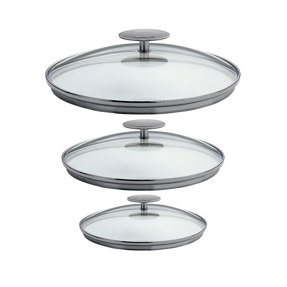 Série de 3 Couvercles en verre bombé Platine - Cristel