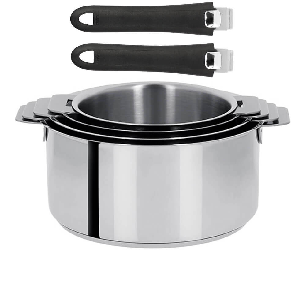 Série de 4 Casseroles Mutine Cristel poignée amovible avec 2 poignées Mutine Noir OFFERTES