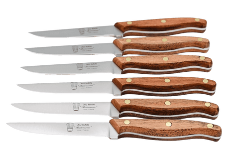 6 couteaux à Steak Bistronome avec Manche en bois de Palissandre de la coutellerie Au Nain