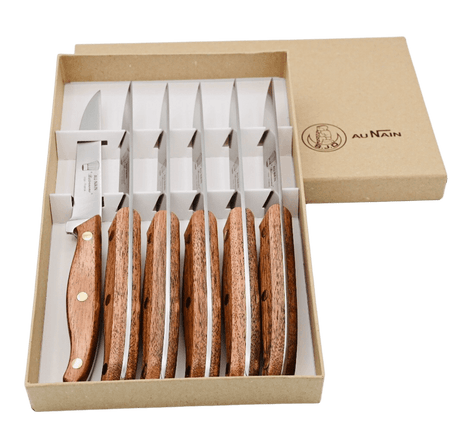 Coffret de 6 couteaux à Steak Bistronome avec manche en bois de Palissandre de la coutellerie Au Nain