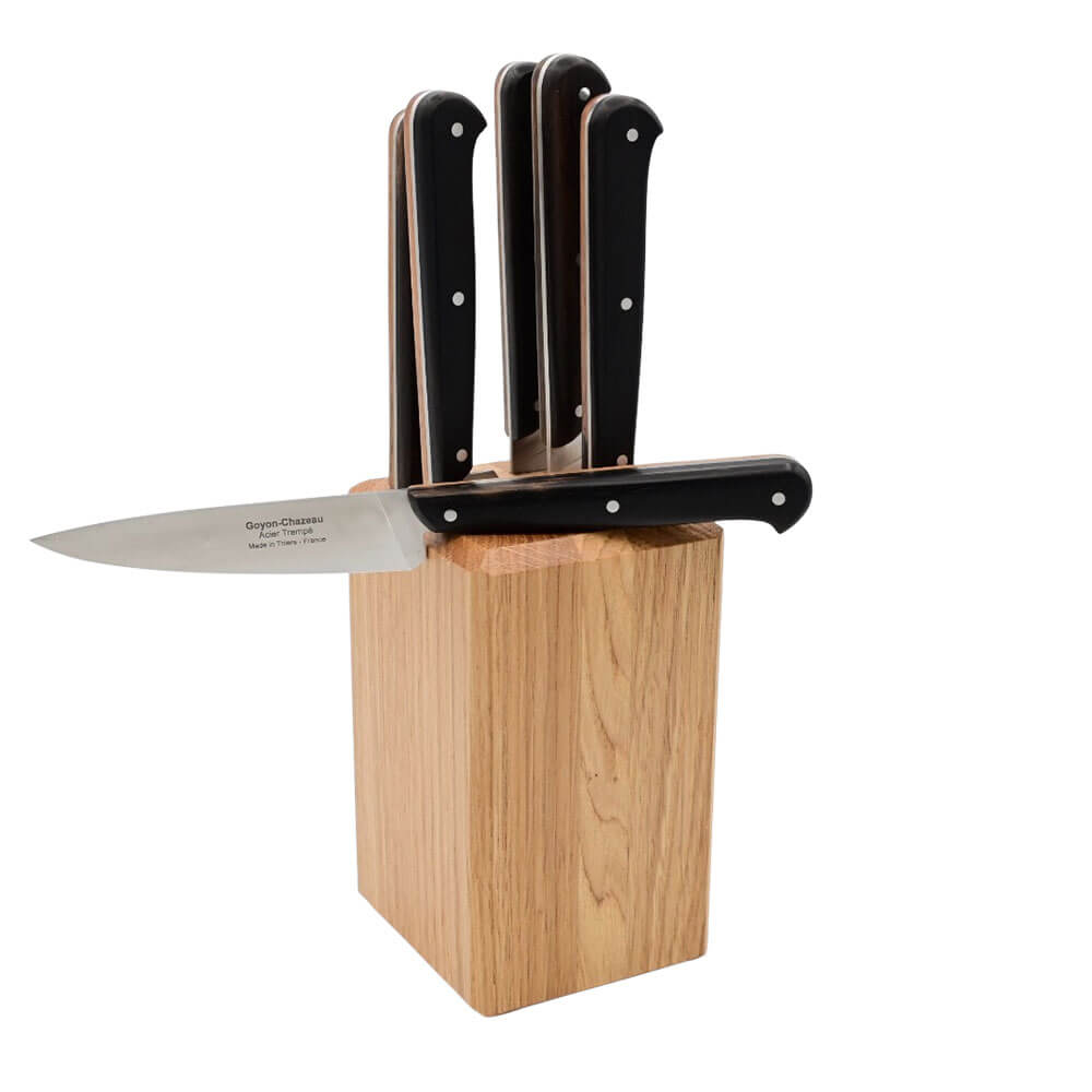 Set de 6 couteaux Le P'TIT TRADI Grenadille dans bloc en chêne - GOYON-CHAZEAU