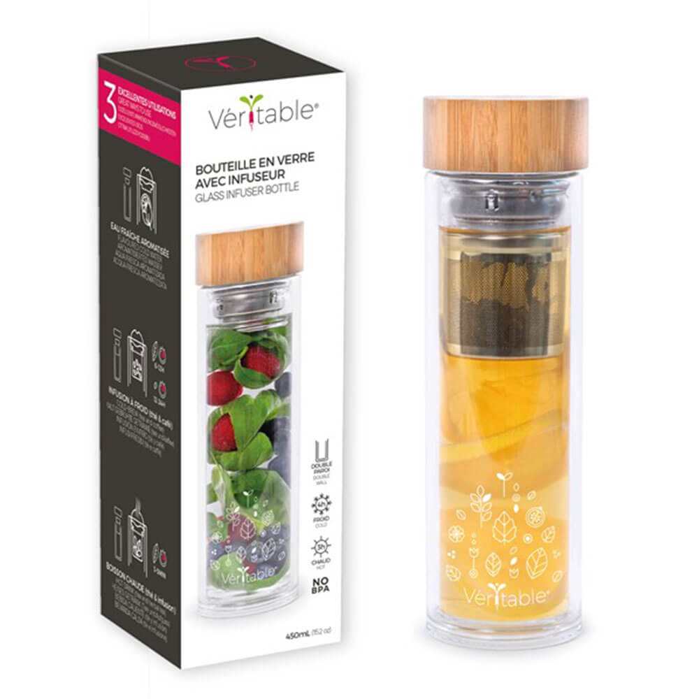Bouteille en Verre avec Infuseur 450ml avec carton - VERITABLE