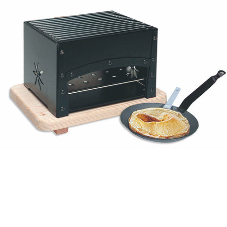 Combiné Braséro avec kit reblochade "Edelweiss" Poêle OFFERTE Louis Tellier présenté avec fromage