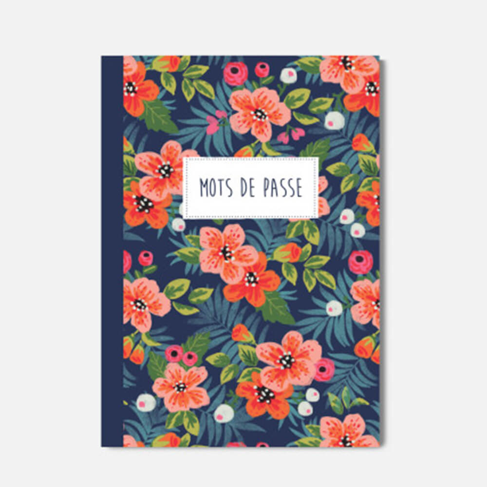 Carnet "Mots de passe" Motif Fleurs - PASCALE EDITIONS