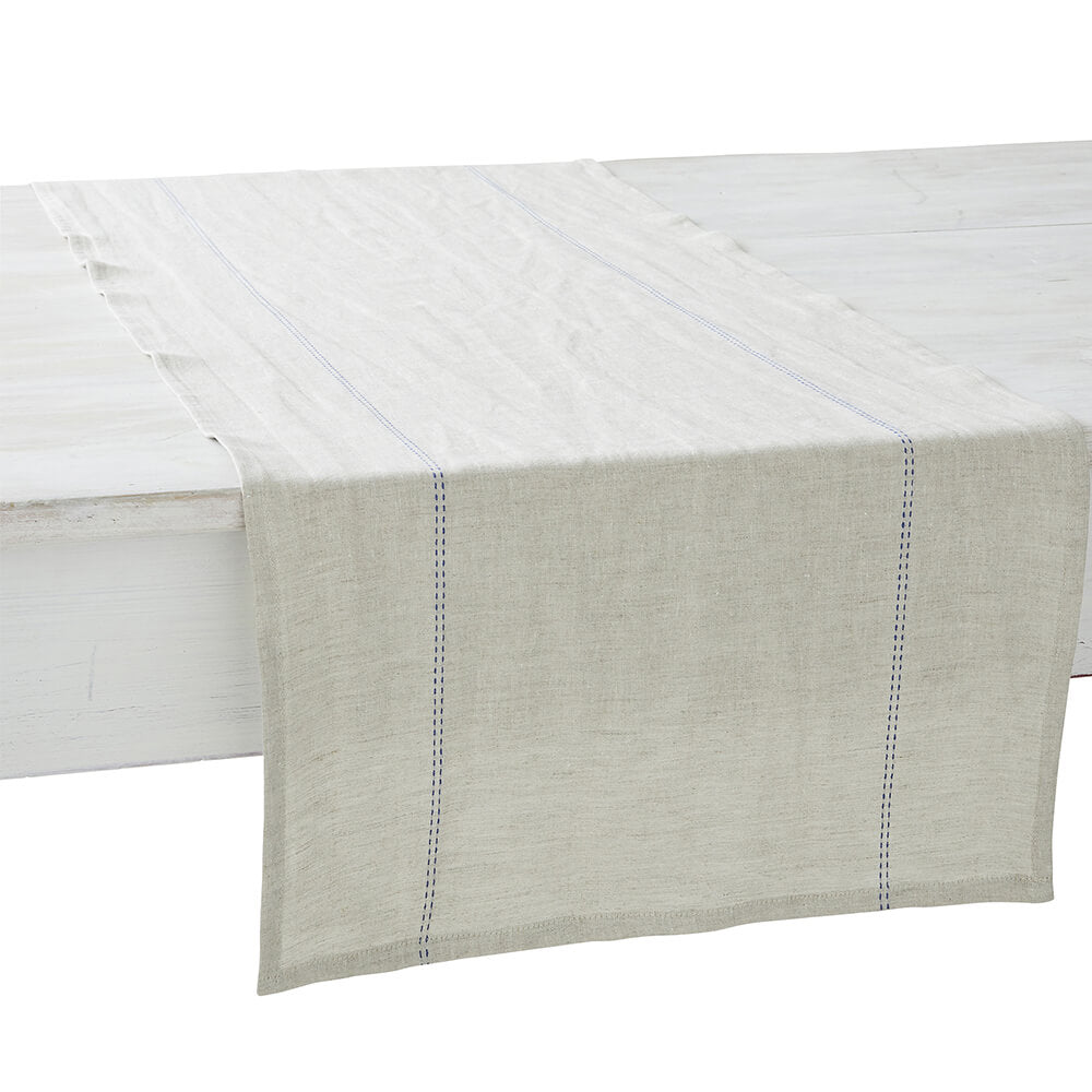 Chemin de table Rythmo lin et bleu- Charvet Editions