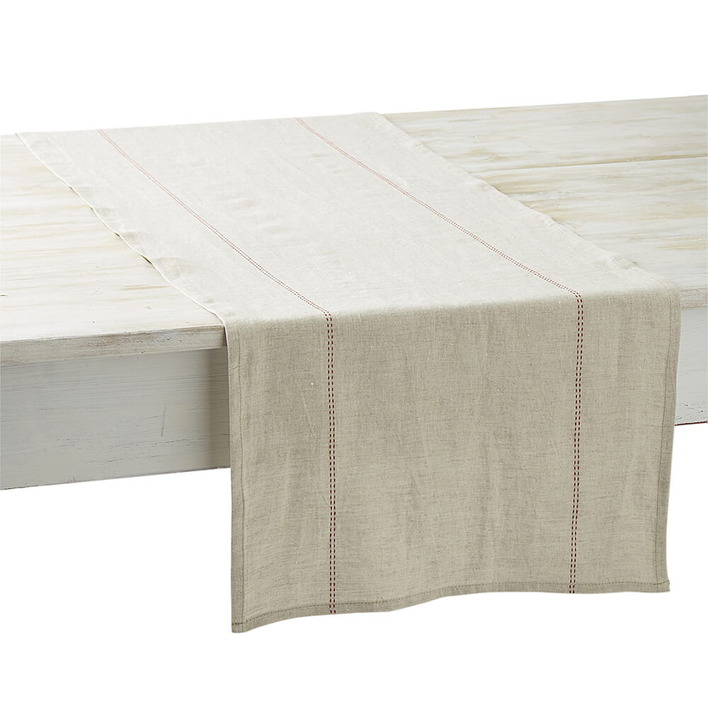 Chemin de table Rythmo lin et rouge- Charvet Editions