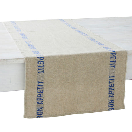 Chemin de table Bon Appetit Lin Bleu 45x140cm - Charvet Editions