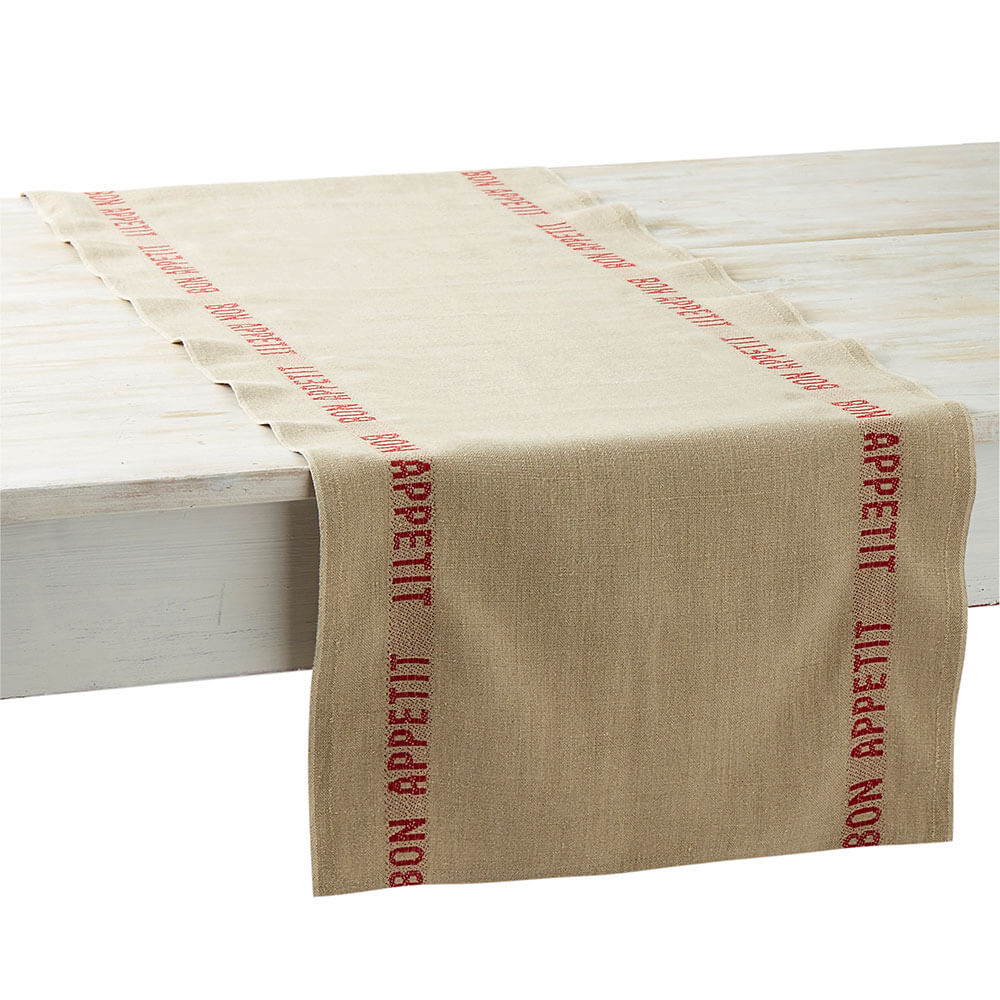 Chemin de table Bon Appetit Lin Rouge 45x140cm - Charvet Editions