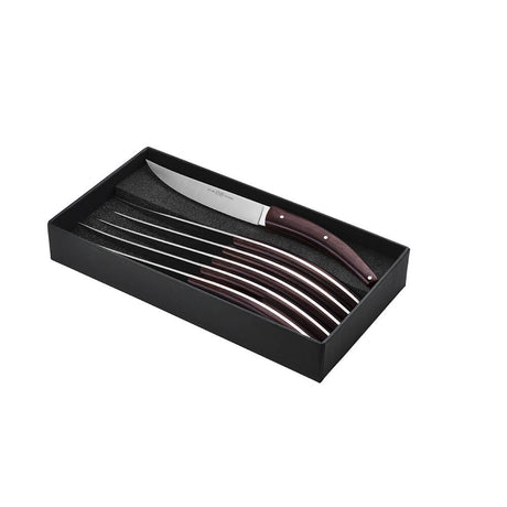 Coffret de 6 couteaux Stylver Brasserie avec plein manche en Paperstone Moka de la coutellerie Goyon-Chazeau